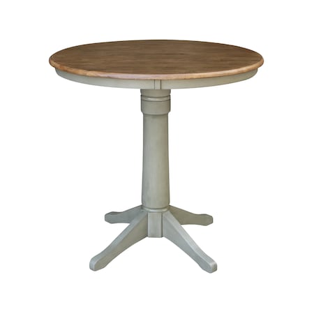 International Concepts Round 36 in Rd Top Pedestal Table, Counter Height, Hickory/Stone, 36 in W, 36 in L, 35.9 in H, Wood K41-36RT-27B-6B